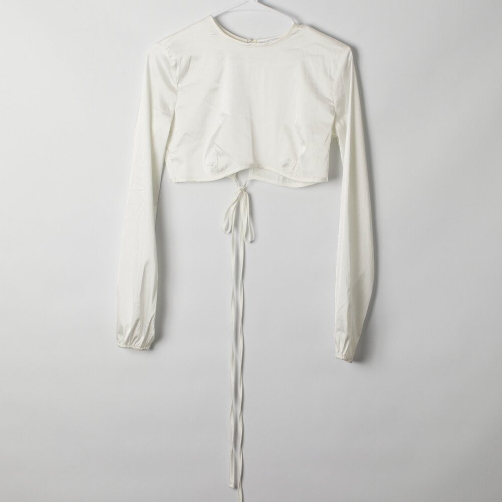 Adika White Cropped Top Long Sleeves Size S